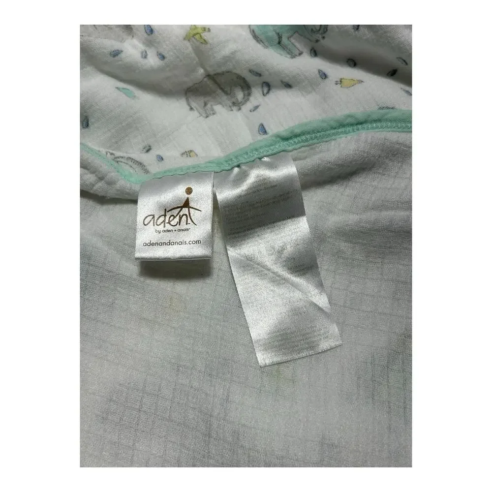 Aden & Anais Ellie Elephant Bird Baby Blanket Yellow Gray Green Blue Muslin